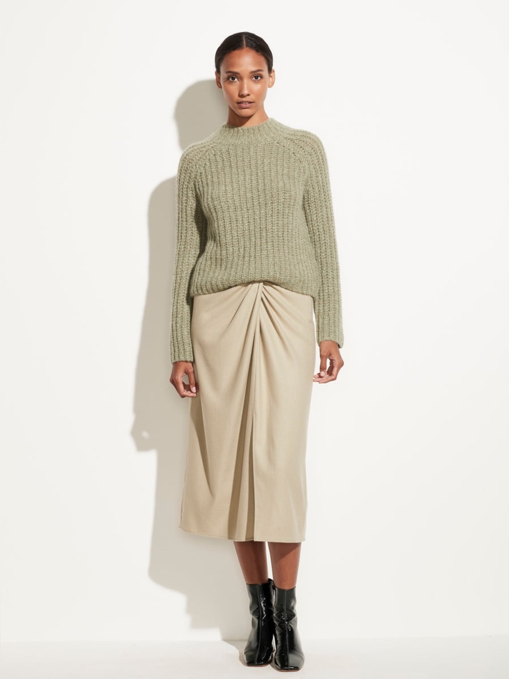 Vince Marled Chunky Knit light green alpaca pullover sweater size XL soft